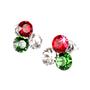Earring, with red-white-green SWAROVSKI® crystal, 11mm, ART CRYSTELLA®